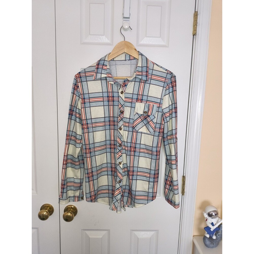 Women's Plaid Flannel Shirt Size Small Long Sleeve Button Front